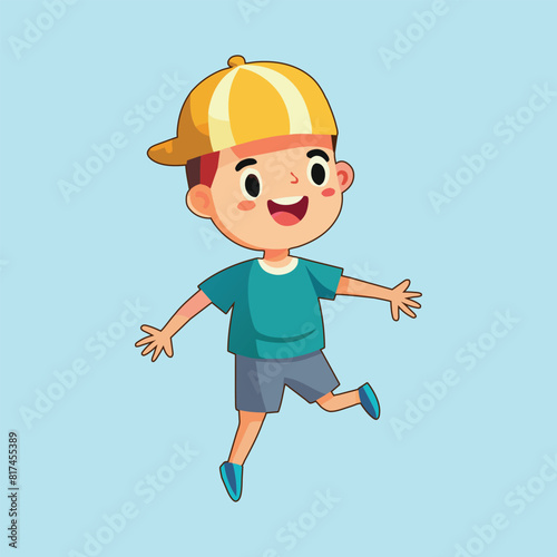 Cartoon kids Play Jump smile School Girl Boy different Characters and expressions