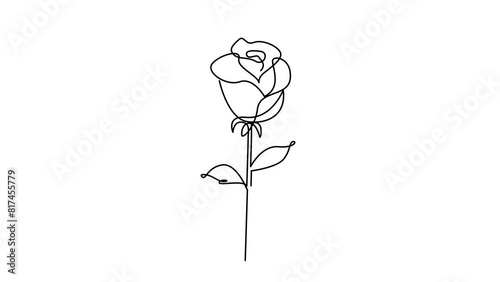 Flower drawing mono line. Continuous line icon on white background. template