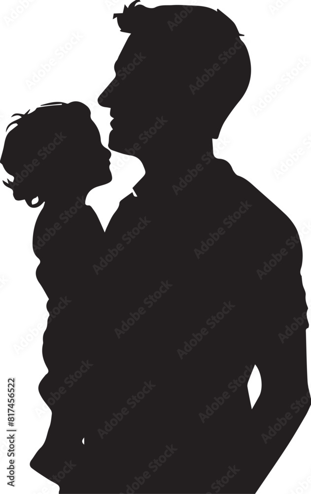 silhouettes vector illustration of father and children