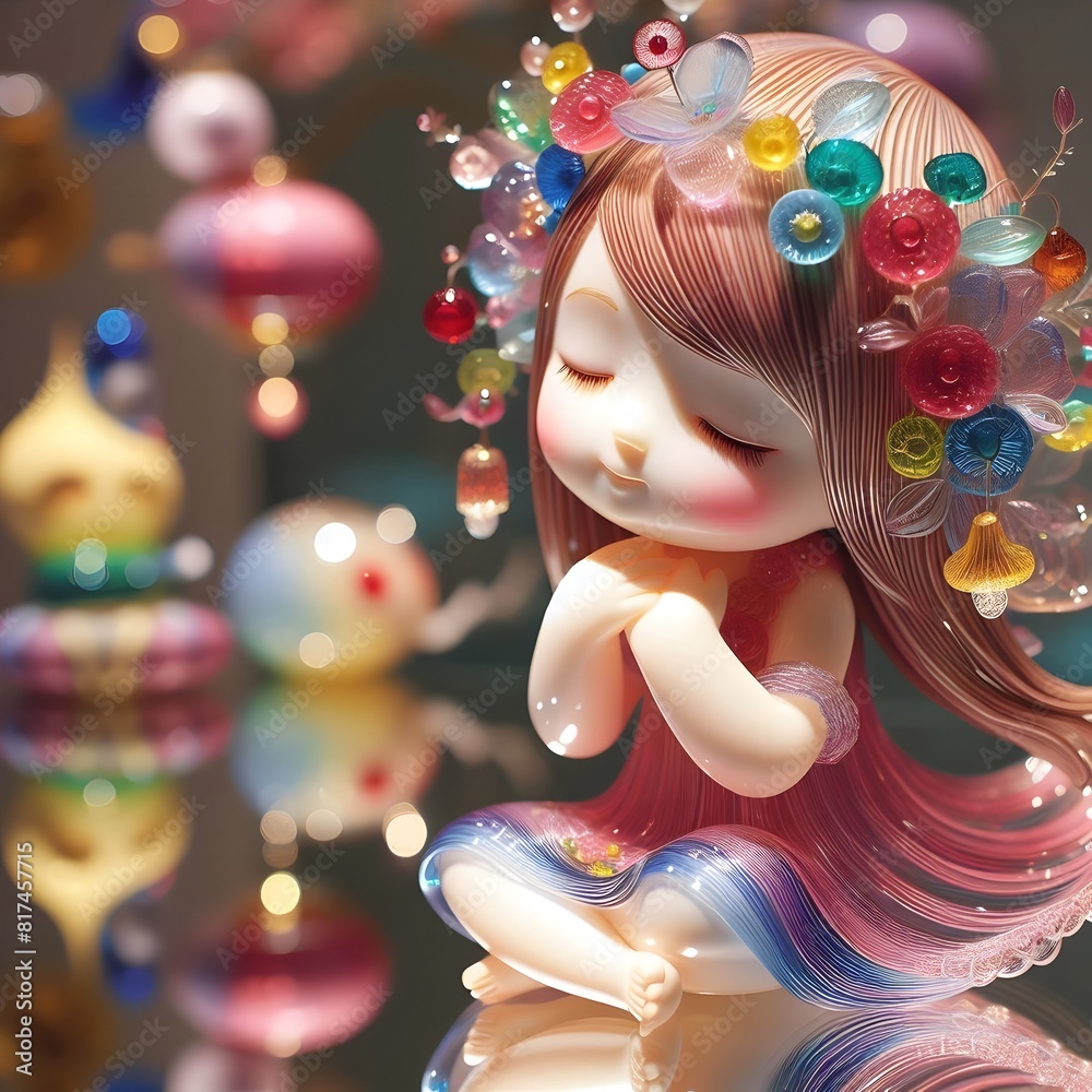 다채로운 유리장식 여자 아이 인형