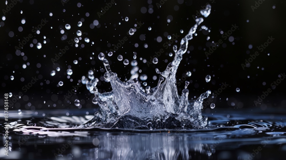 Water Splash On Black Background Water Splash On Black Background