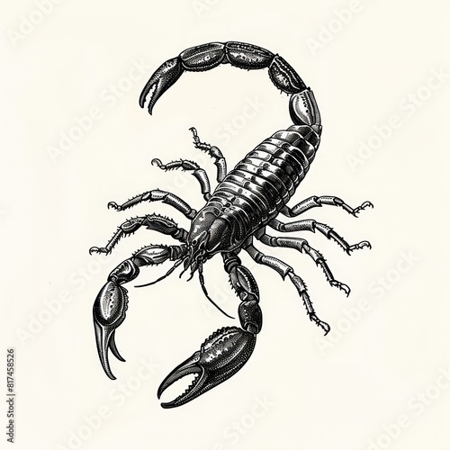illustration of a scorpion in solid black color on a white background