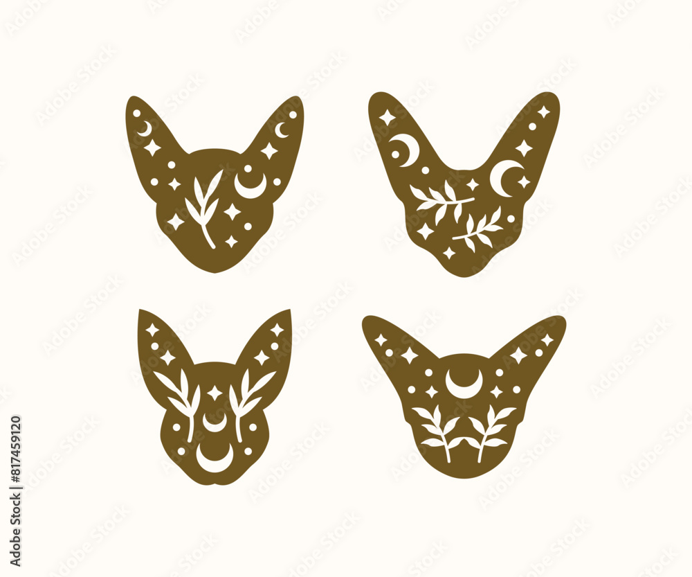 cat head animal boho celestial magic vector icon design illustration collections sets cat head animal boho celestial magic vector icon design illustration collections sets