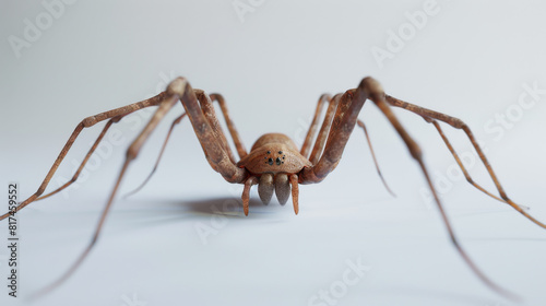 A highly detailed 3D rendering of a realistic brown spider, prominently displayed on a clean, light background.