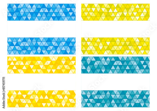 角丸三角形でできた夏っぽいシームレスパターンのイラストセット 地模様 背景