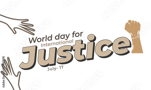 World Day for International Justice. background, banner, card, poster, template. Vector illustration.