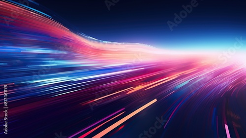 Colorful futuristic data flow abstract background for technology banner. Generative AI