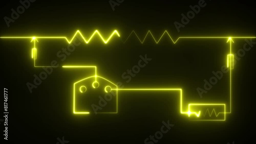 Icon of an ammeter line. Electric circuit, switch, socket, voltage meter, high voltage, wires, electricity. Vector symbol with a colorful, line style. photo
