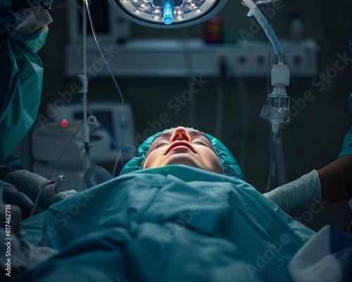 A patient is being prepared for surgery in an operating room.