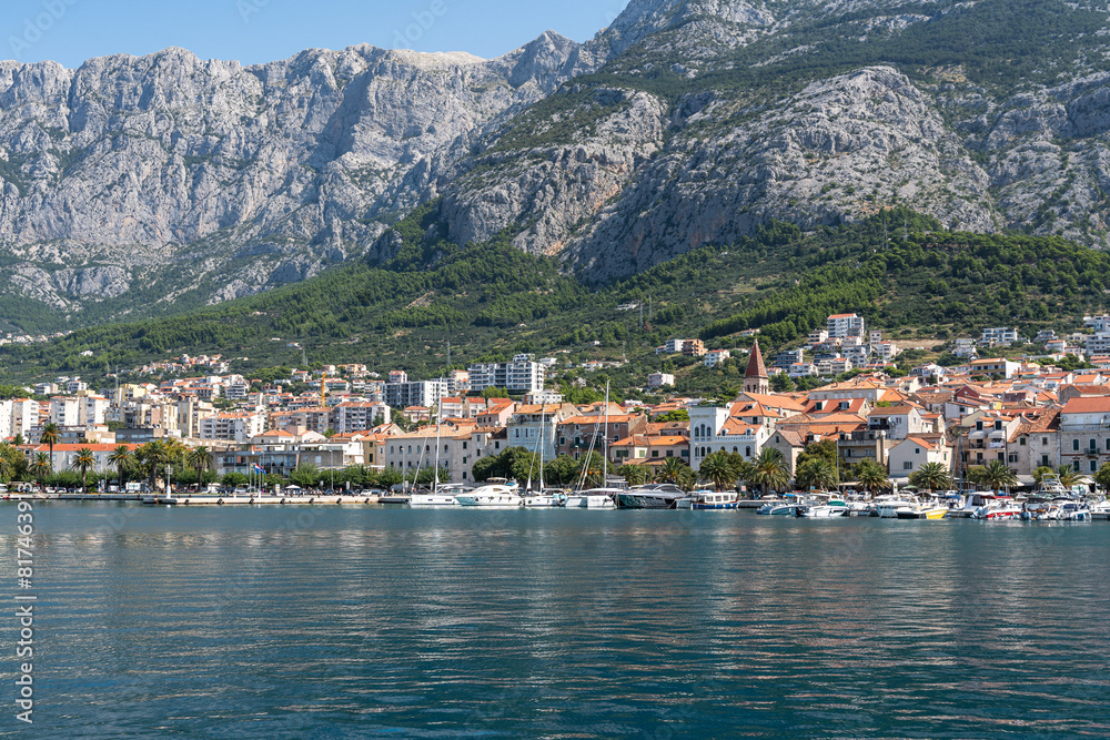 View of Makarska, a town located on Croatia coastline and popular tourist destination in summer View of Makarska, a town located on Croatia coastline and popular tourist destination in summer