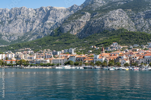 View of Makarska, a town located on Croatia coastline and popular tourist destination in summer