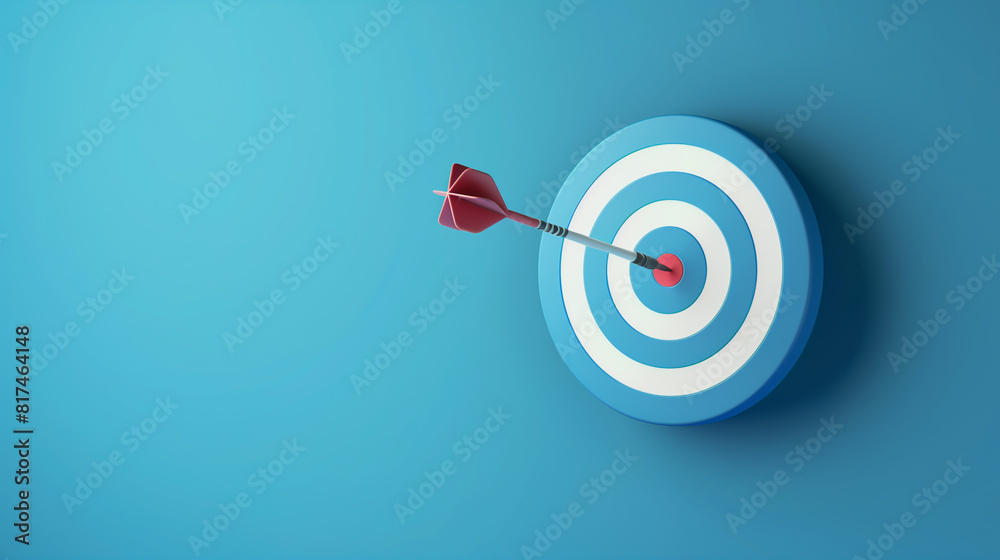 A blue target with a red arrow pointing to the center