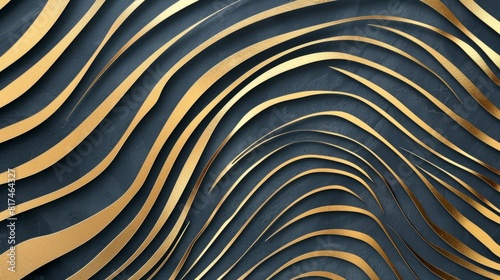 Art deco zebra print in gold on a black background, creating a striking and modern design