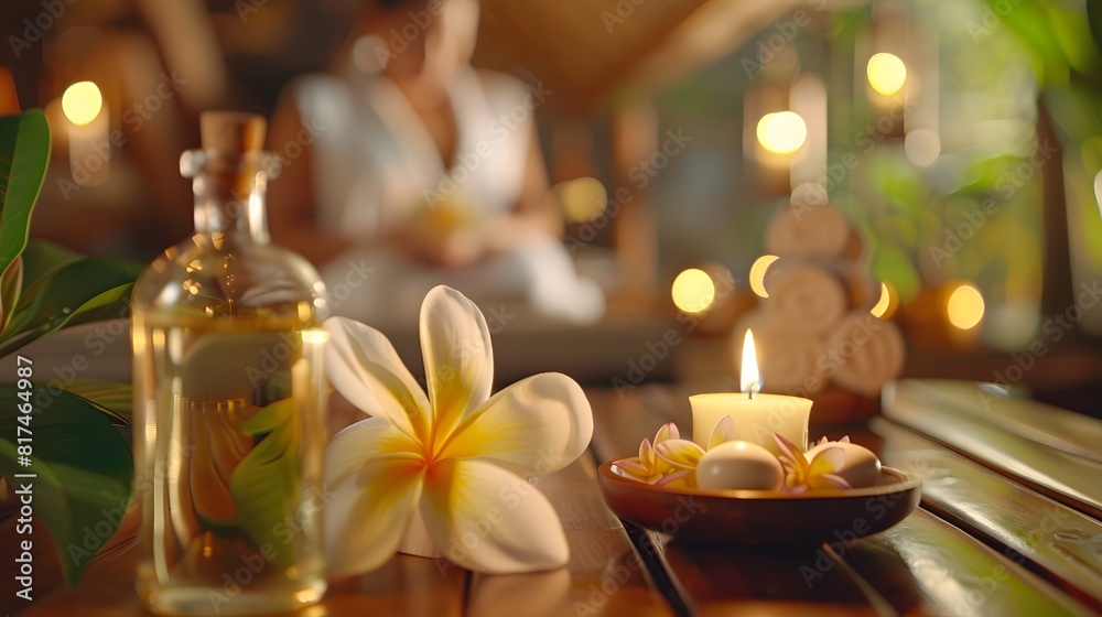 Spa composition with aroma oil on grey table Spa composition with aroma oil on grey table