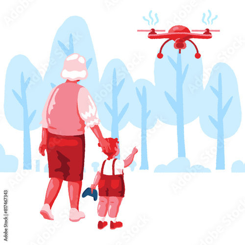 Girl runs quadrocopter