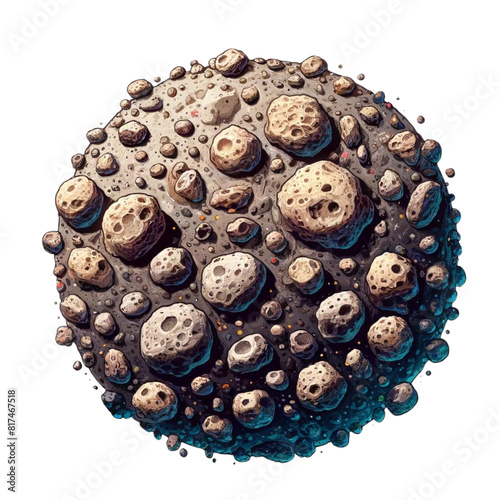 asteroid planet surface, detailed, dark, blue edges clip art preview