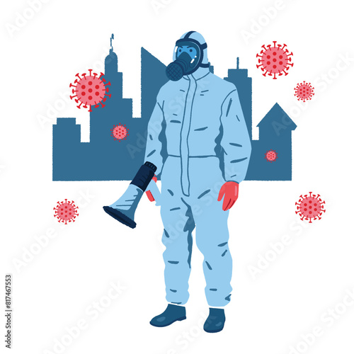 Man in protective suit
