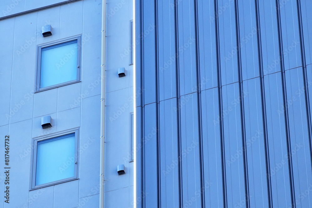 Close up Minimal Building Blue Background. Close up Minimal Building Blue Background.