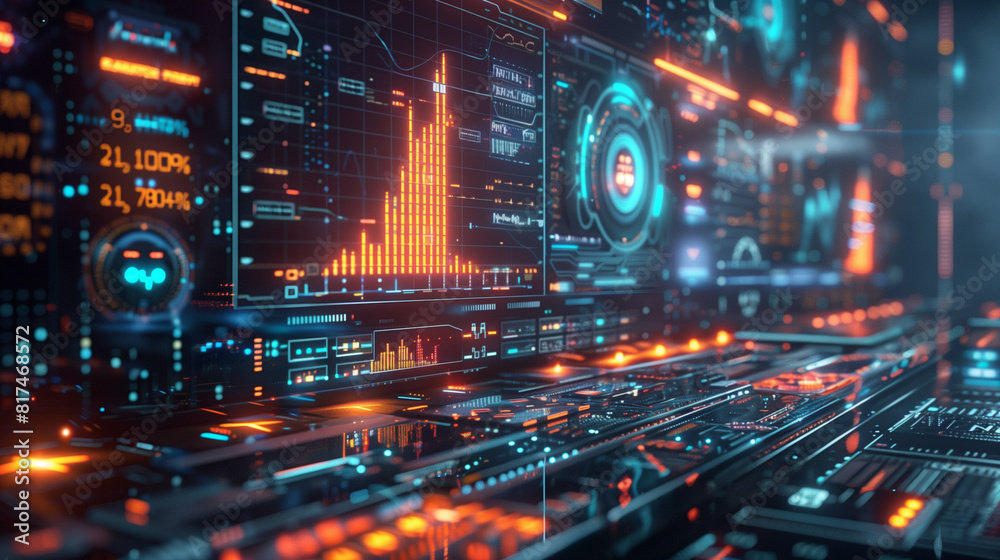 A high-tech control room filled with glowing screens and advanced data interfaces, showcasing real-time data analysis, technology, and cyber systems. A high-tech control room filled with glowing screens and advanced data interfaces, showcasing real-time data analysis, technology, and cyber systems.