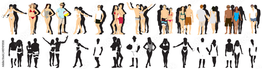 Obraz premium beach collection set silhouettes