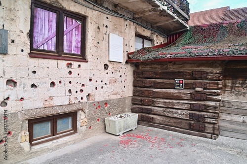 Sarajevo Rose, Symbol that Pays Tribute to Victims at the Siege of Sarajevo in Bosnia and Herzegovina photo