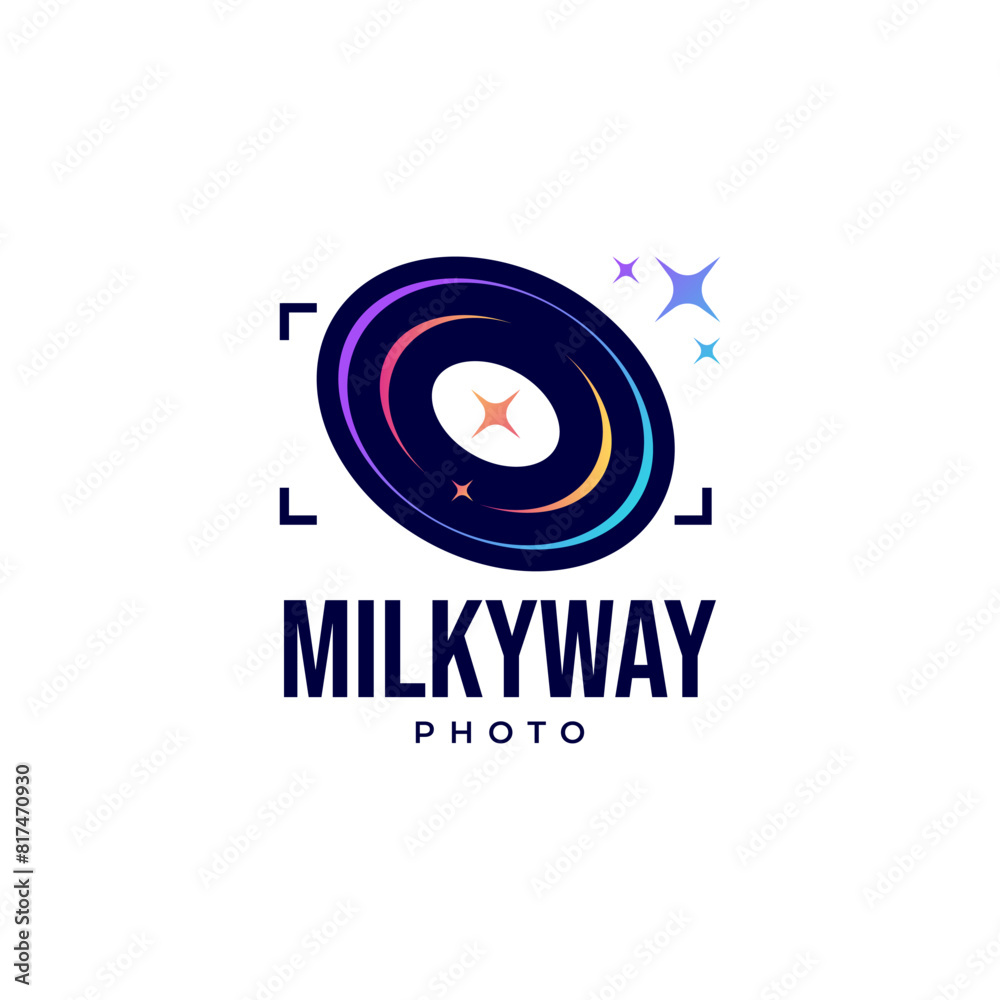 camera with lens depicting milkyway, galaxies and stars for night sky and milkyway photography logo camera with lens depicting milkyway, galaxies and stars for night sky and milkyway photography logo