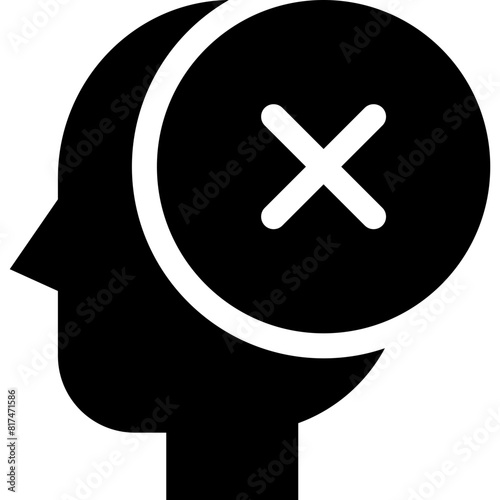 human mind with cancel icon