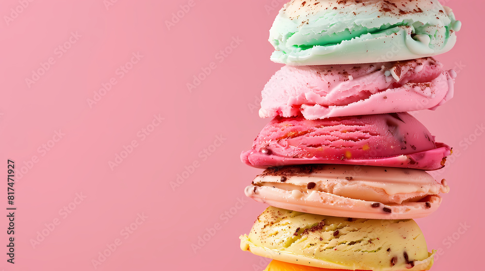 Colorful ice cream stacked together Colorful ice cream stacked together