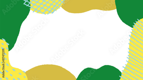 緑系のレトロモダンな手描きフレーム素材