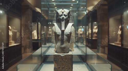 Egyptian museum exhibit of pharaoh artifacts photo