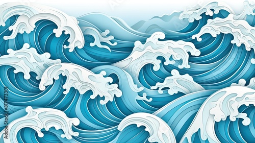 wavy background with paper cut style