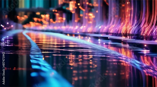 Wallpaper Mural Vibrant fiber optic cables emitting glowing light trails in various colors, representing fast internet connectivity and advanced technology.
 Torontodigital.ca