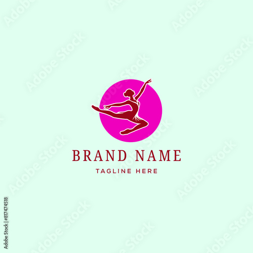 Ballerina Girl Logo Design in Silhouette Form, vector logo template