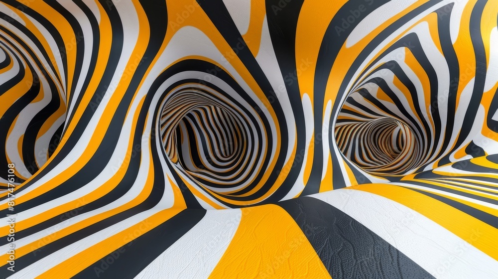3D abstract background with white, yellow, and black stripes Stock ...