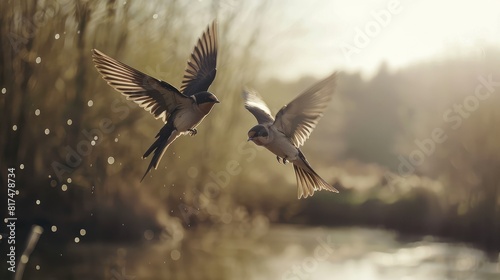Birds Gliding in a Mystical Foggy Sky  © Dinaaf