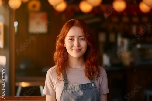 A portrait of a female cafe owner