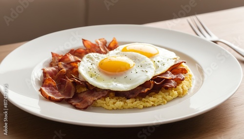 Nutritious Breakfast Plate with Eggs and Bacon