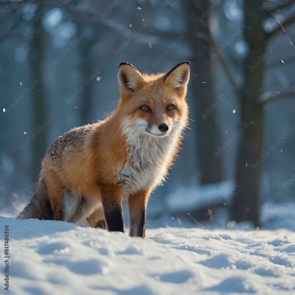 a fox that is standing in the snow a fox that is standing in the snow