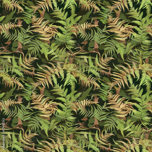 Fern Camouflage Seamless Pattern Texture