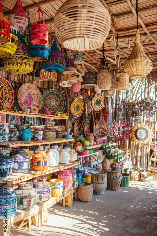 Fototapeta premium An artisanal craft market, with unique handmade items and talented artisans, Generative AI