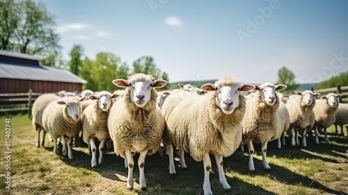 A sheep with a mischievous glint in its eye, seemingly plotting a playful prank