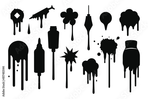 Spray painted texture vector set. Graffiti  dripping  color spray frame banner  stencil spray paint texture borders of geometric shape Design for sticker  decoration  street art