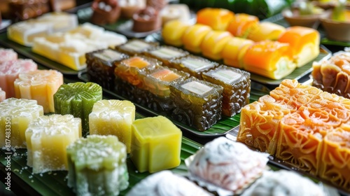 Traditional Indonesian food, variety of delicious and popular assorted sweet dessert AI generated