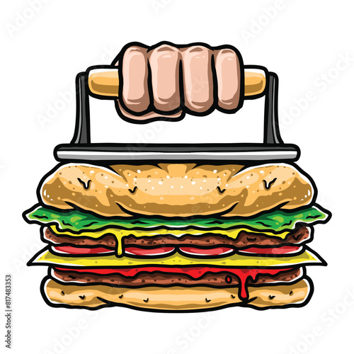 Smash burger vector illustration food logo icon cartoon
