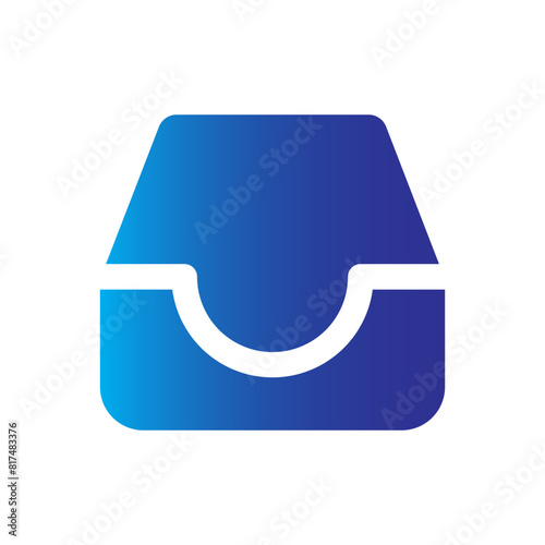 Empty box icon in flat style, file tray icon