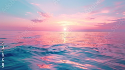 Tranquil seascape with pastel twilight colors and serene water reflections. AI generated