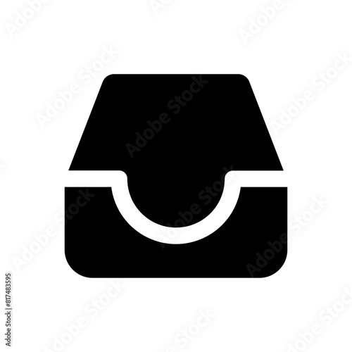 Empty box icon in flat style, file tray icon