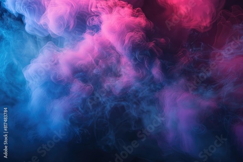 3d render of colorful smoke cloud, pink and blue color, dark background, cinema4D, hyper detailed, high resolution, volumetric light, photo