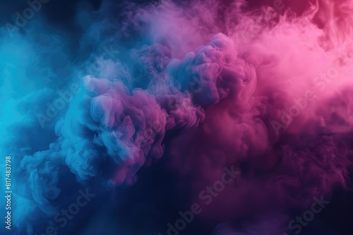 3d render of colorful smoke cloud, pink and blue color, dark background, cinema4D, hyper detailed, high resolution, volumetric light,