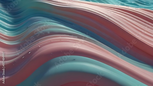 3D to 2D Ripple, Three-dimensional waves dissolving into a two-dimensional surface, Pastel water effect, Copy space Generative AI 